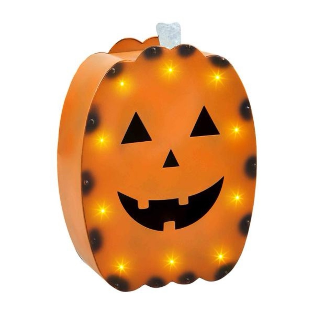 NWT Mud Pie Orange Tin Pumpkin Lantern Light Up